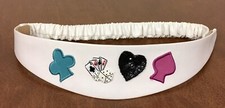Novelty White Leather Belt With Card/Gambling Design