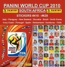 Panini FIFA World Cup South Africa 2010 Stickers #410 - #638