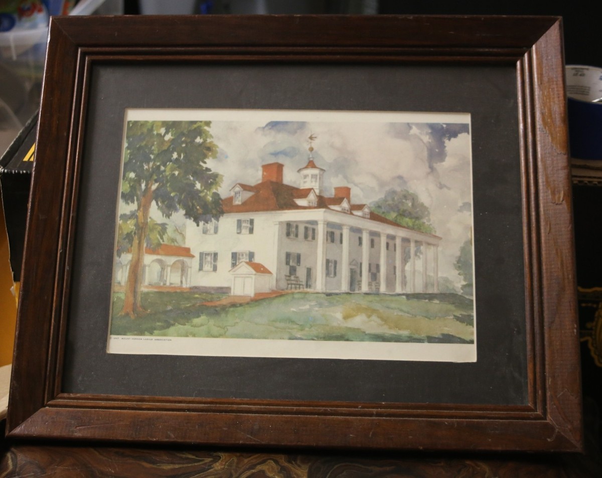 1937 Mount Vernon Ladies Association print, framed, watercolor | eBay