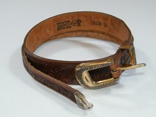 VINTAGE JUSTIN TOP GRAIN COWHIDE LEATHER TOOLED BELT SIZE 30