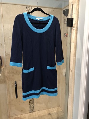 Boden Hotchpotch Jersey Colorblock Pocket Tunic Dress Women's 4R teal,blue  | eBay