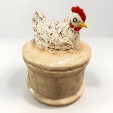 4pc Ceramic Roosters Brown White Canister Kit...