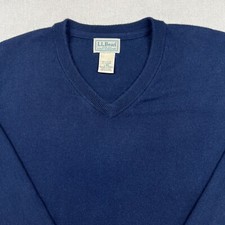 LL Bean Sweater Men's L Blue Cashmere Blend Long Sleeve V Neck Classic Camp 