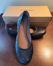 Lucky Brand Women's Black Leather Ballet Flats Size 8 M 8M EUC