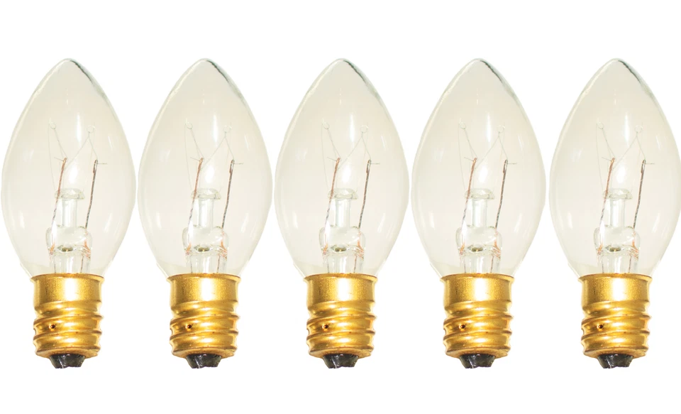 C-9 CLEAR STEADY LIGHT BULBS - BRAND NEW 1 BOX OF 25 C9 E17 INCANDESCENT - Image 4 of 4