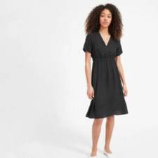 Everlane Women's size 6 Black The Japanese GoWeave Light V-Neck Dress solid