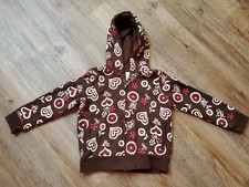 Girls GYMBOREE Brown Floral Flower Jacket Zipper Size s 5-6  small Hoodie EUC
