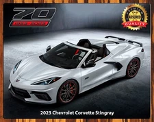 2023 Corvette Stingray - Pearl White - 70th Anniversary - Metal Sign 11 x 14