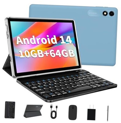 Android 14 Tablet 10.1 inch Tablet 2024 Latest Tablet with Keyboard Mouse Blue