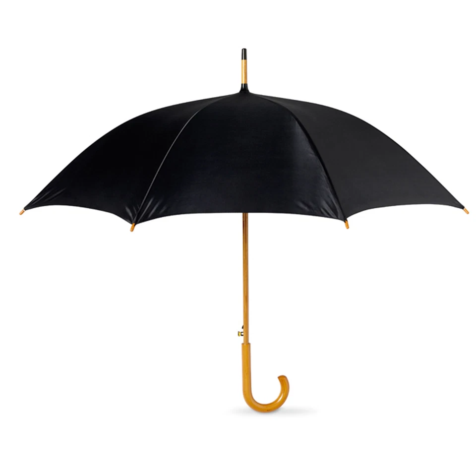 42" CLASSIC Umbrella - WOODEN Crook Handle AUTOMATIC Stick Brolly Walking Bride - Image 2 of 4
