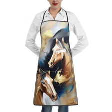 Horse Bib Aprons for Women Men Kitchen Chef Modern Apron with Pockets Cooking...