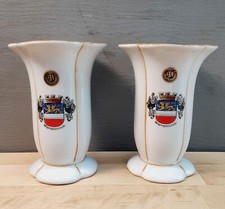 Warnemunde Crest Souvenir German FFN Qualitatsarbeit Porcelain Vases (2 Pc)