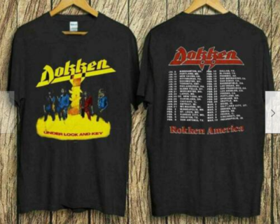 Dokken Tshirt 1985 Under Lock And Key T Shirt, Music 2 sided shirt 