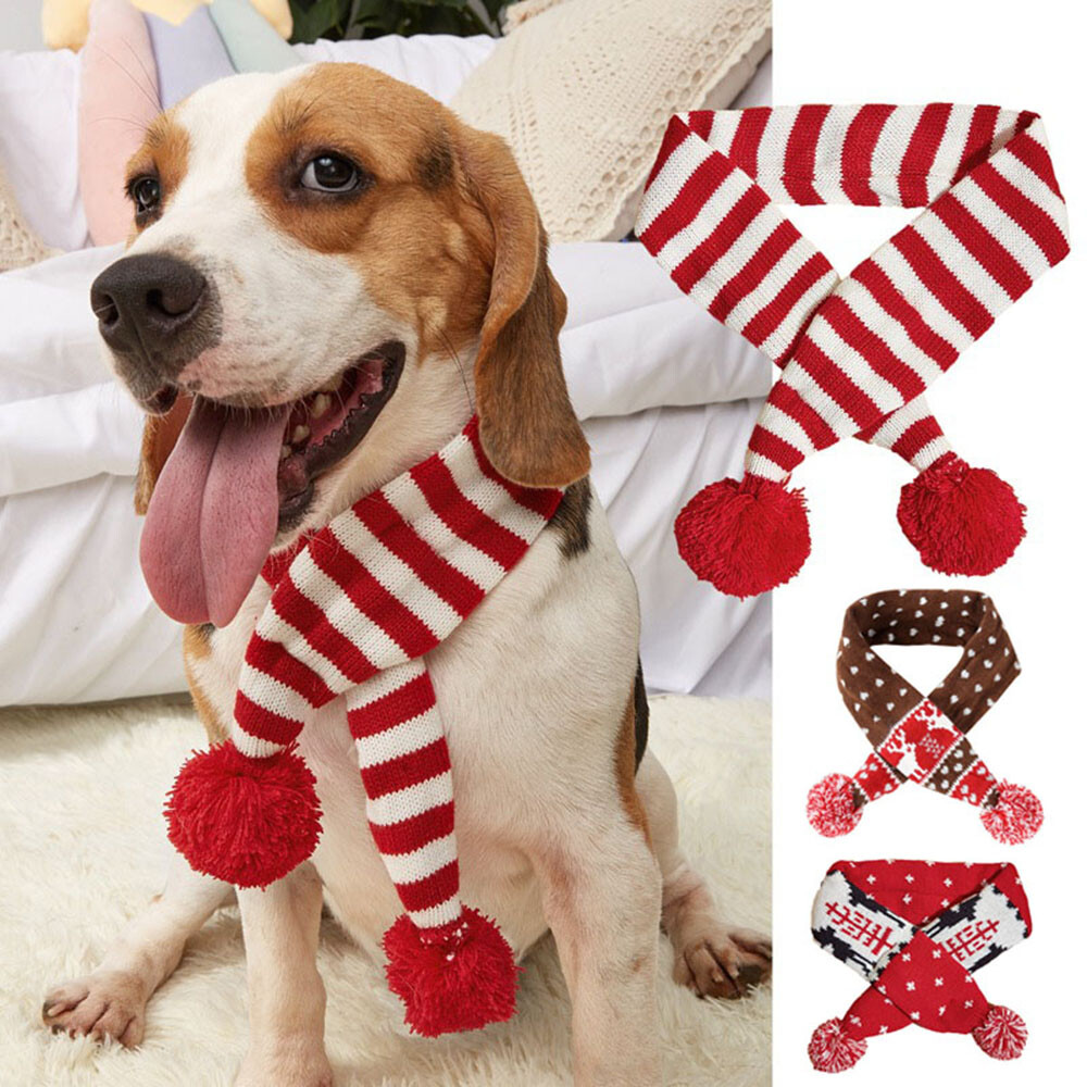 Christmas Dog Scarf Cat Dog Knitted Elk Neck Scarf Dog Warm