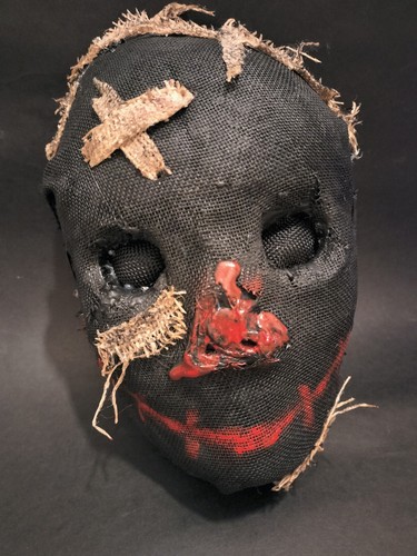 Original Black Burlap Horror Mask,Paper Mache Mask, Scary Mask, Antichrist Mask, - Picture 3 of 10