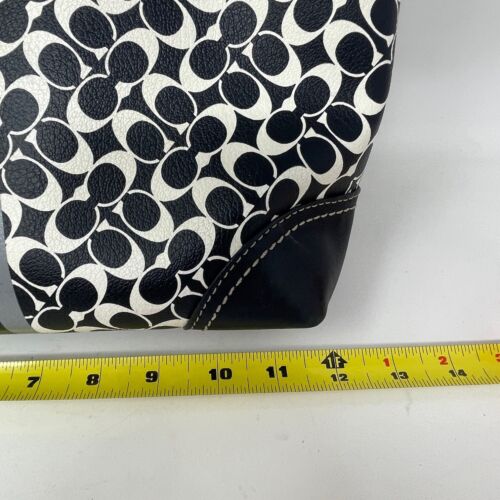 Vintage Coach Tote Shoulder Bag Black White Chelsea Heritage Signature Logo C - Picture 22 of 24