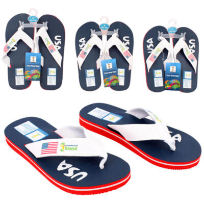 Mens Flip Flops Sandals Slippers Sport Soccer Football Brazil USA FIFA World Cup