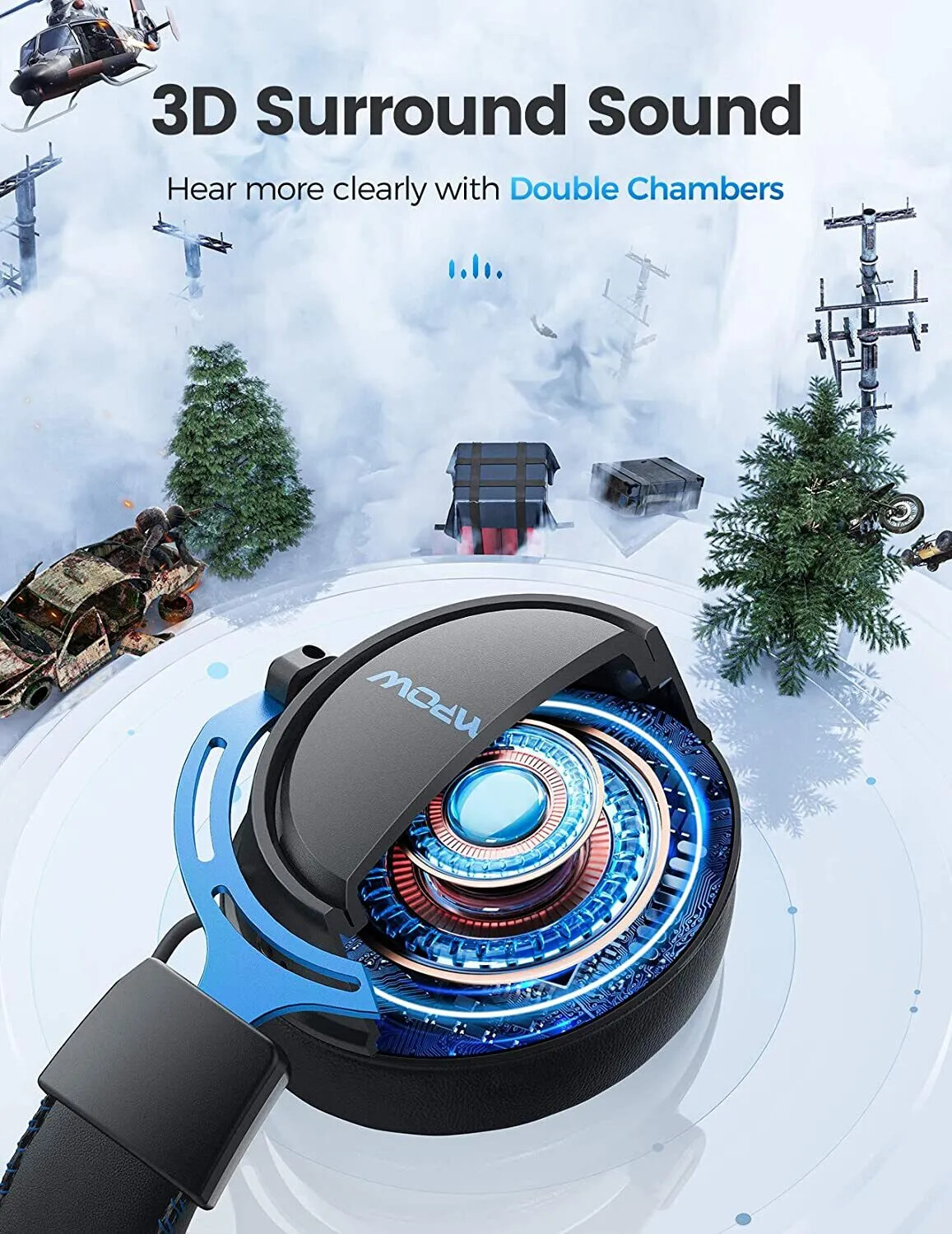Mpow Hifi Gaming Headset for Xbox One PS4 PS5 PC Switch Wireless 3.5mm