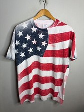 American Flag All Over Print Vintage T Shirt Large 90s AOP USA Made Mens 6055