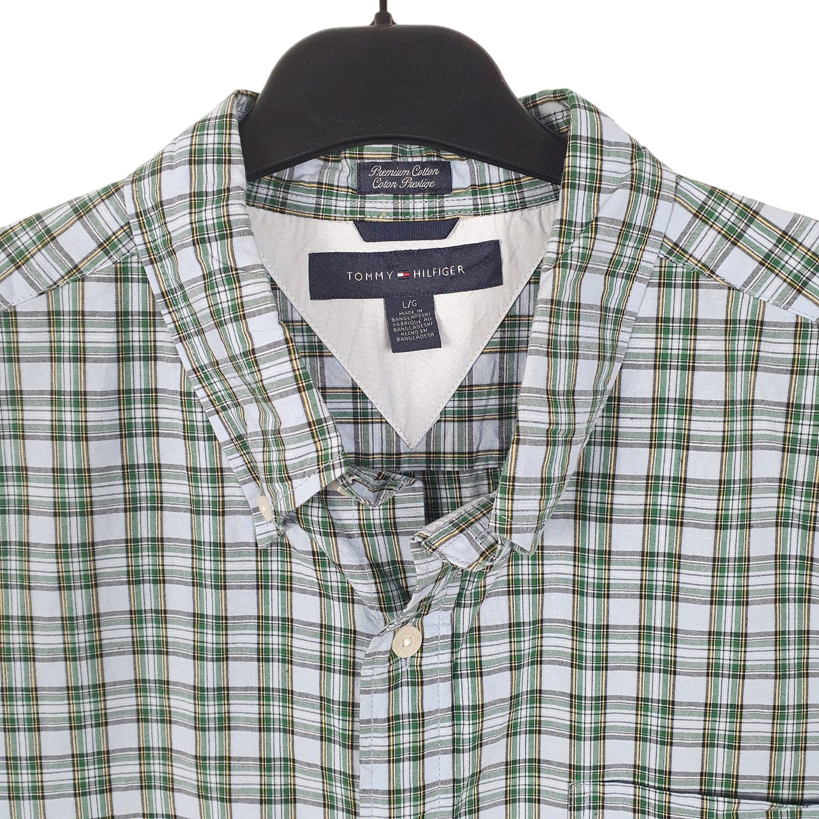 TOMMY HILFIGER Blue Check Shirt Long Sleeve Casual Mens M image 2