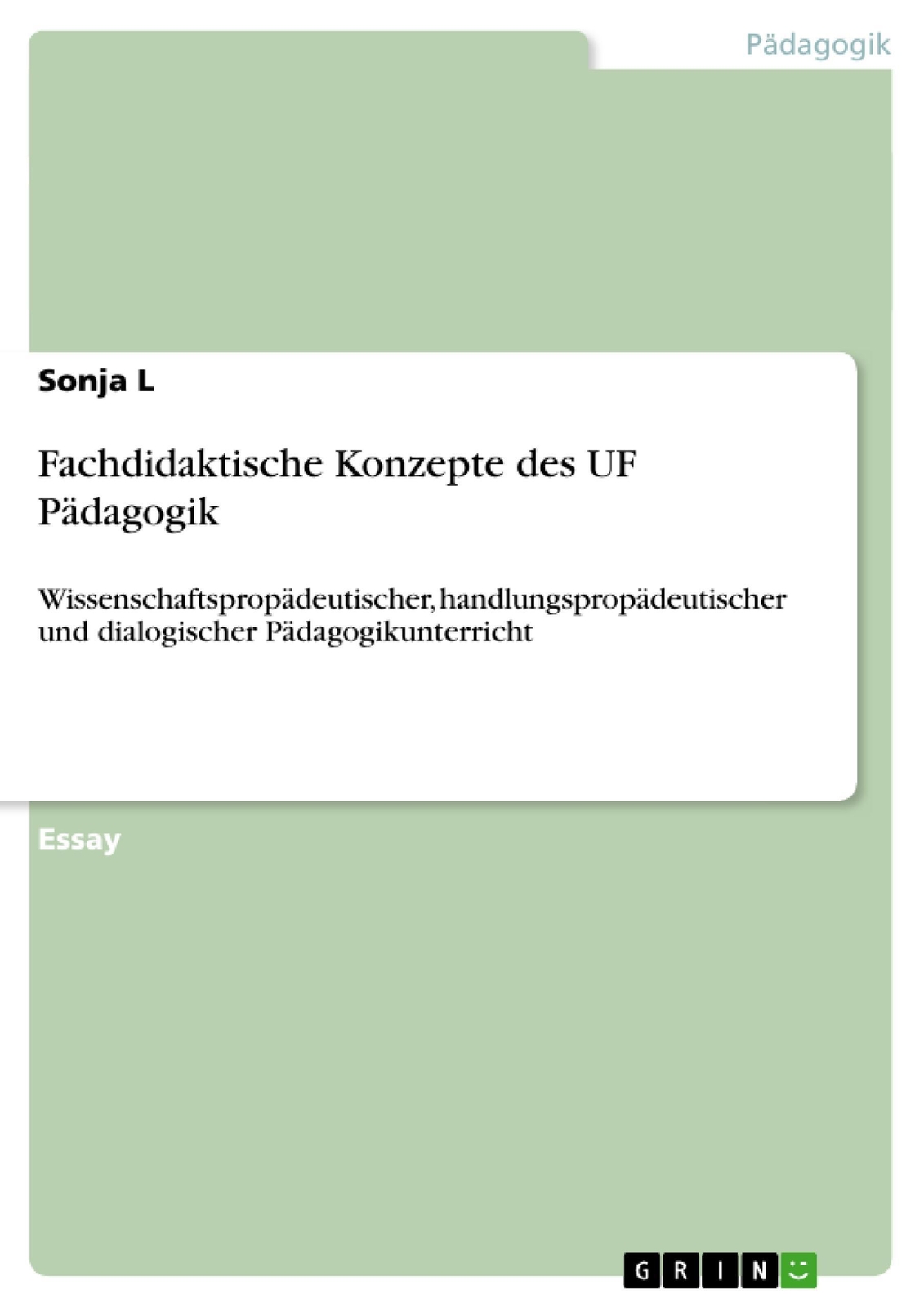 Thumbnail - Sonja L | Fachdidaktische Konzepte Des Uf Pädagogik | Taschenbuch |