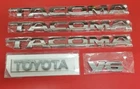 TOYOTA TACOMA EMBLEMS 5 PCS SET/  DOORS AND TAILGATE ABS DECALS CHROME NEW