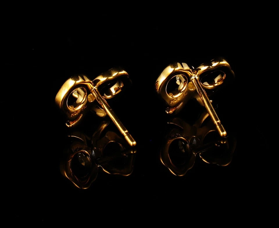 PENDIENTES LAZO LORELEI ORO 18K DIAMANTE NATURAL CORTE IDEAL CORAZÓN EN LLAMAS HOF Foto 4 de 4