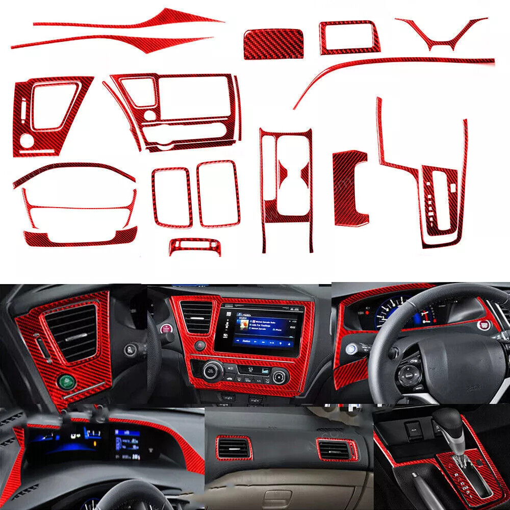 Red Glossy Center Console Dashboard Strip Cover Trim For Honda Civic 2016-2021 5 thumbnail image
