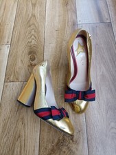 GUCCI METALLIC GOLD LEATHER PUMPS SIZE 38.5/39 EU, 8.5 US, 6 UK