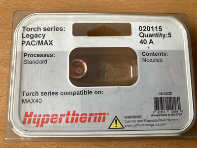 Plasmaschneider Hypertherm Torch MAX40 Nozzles 40A 020115