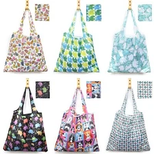 6 Pcs Set Reusable Grocery Bags Foldable Shopping Bags Large Groceries Bags w...