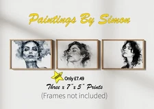 Artistic Portrait Trio 7"x5" Prints on Matte Paper | Captivating Modern Artwork