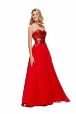 NEW NWT Nox Narianna Red Sequin Strapless Long A-Line Prom Dress Sz M