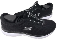 Skechers Women's Summits Slip On Comfort Walking Shoes Black/White Size:6.5 87T