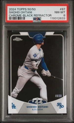 PSA 8 NM-MINT 2024 Topps 50/50 Shohei Ohtani Chrome-Black Refractor /10 POP 1