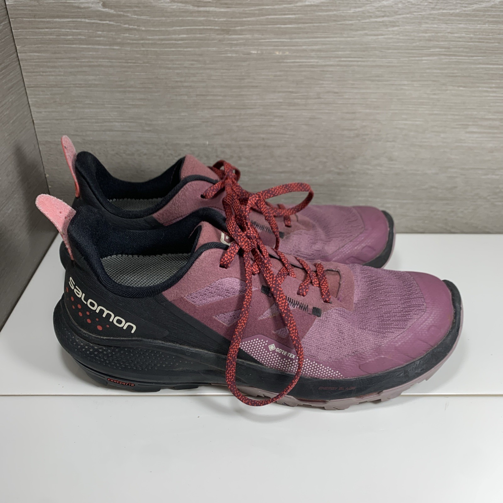 Scarpe da Trail Running Donna 6.5 Salomon Outpulse GTX Nero Rosso Papavero Impermeabili