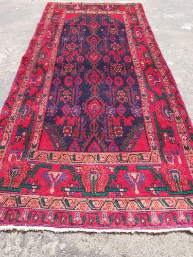 Distressed Vintage Traditional Handmade Afghan Wool Multicolor Rug 244x113cm