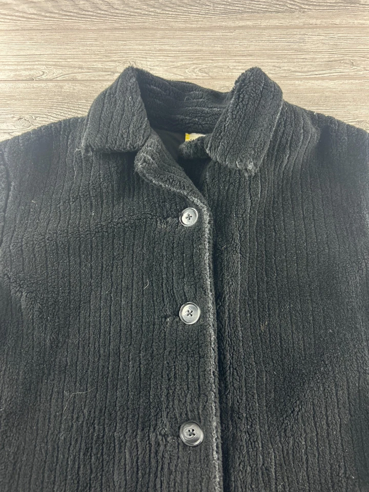 Chaqueta polar acanalada negra pequeña Hanna Andersson para mujer con botones Foto 4 de 4