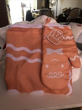 KIDS Play Kitchen-Gingerbread APRON AND Oven Mitt SET BAKER COOK Chef Accessory
