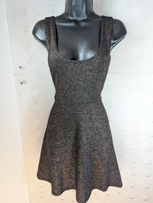 Influence Black Skater Dress Rainbow Sparkle S