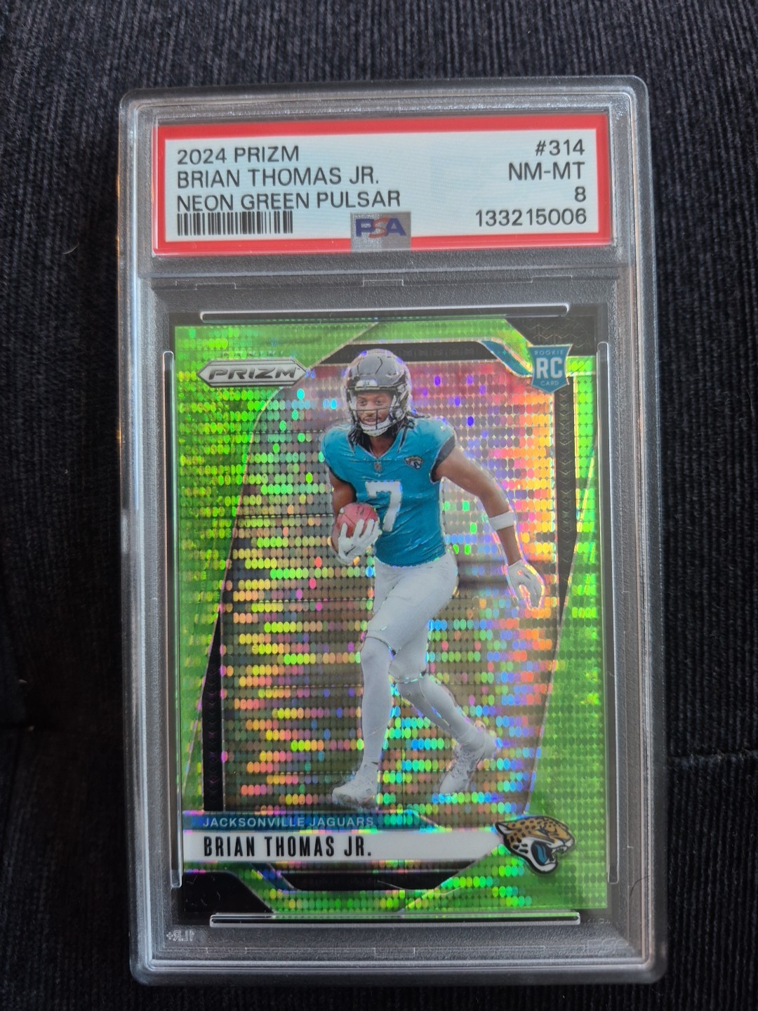 2024 PANINI PRIZM 314 BRIAN THOMAS JR. ROOKIE NEON GREEN PULSAR - PSA 8