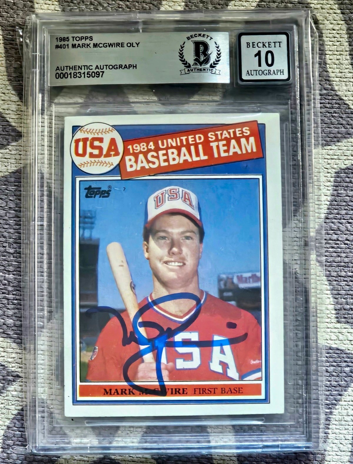 1985 Topps Mark McGwire #401 Rookie Authentic Autograph Auto BGS BAS 10
