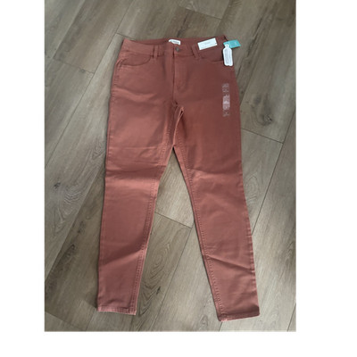 maurices Women's Brown High Rise Stretch Jegging Pants Flat Front Solid Regular