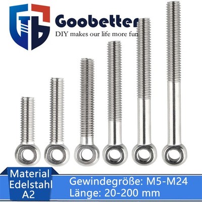 M5-M24 Augenschrauben Vollgewinde/Teilgewinde Ösenschrauben V2A Edelstahl A2