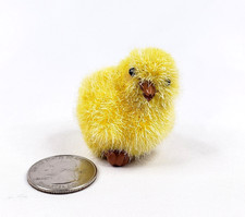 ¿Mohair vintage? Mini Figura Pollito Pascua Amarillo Arcilla Difusa? Pies y pico 1,75"