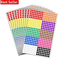 6000 Pack, 1/4" Small Colored Dot Stickers Round Labels - 10 Colors