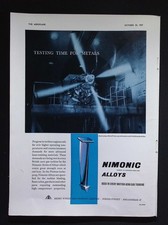 Original 1957 Advert Nimonic Alloys British Aero Gas Turbine Metals