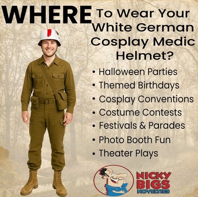 Adult WW2 German Army M35 M1935 Medic Winter Helmet Style Costume