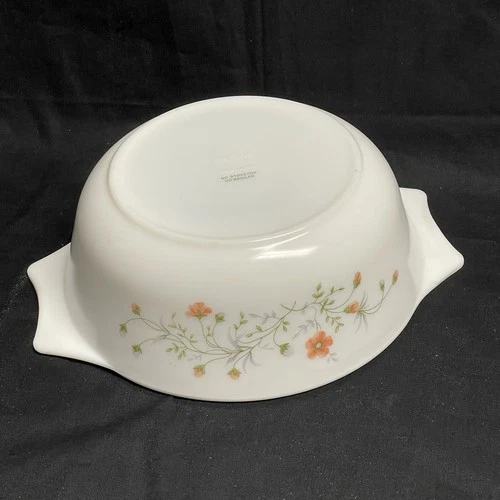 Pyrex England Casserole Spring Garden 8” dia Vintage No Lid. Chip on Rim