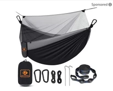 Lightweight Camping Hammock; 114"x57"; Parachute Fabric w/ 500-lb Limit